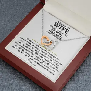 Wife Necklace From Husband, To My Soulmate Necklace, Sentimental Jewelry for Wife, Birthday Christmas Valentine's Gifts, Message Card & LED Box