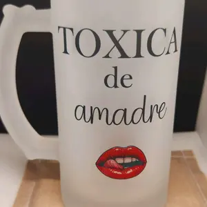La Toxica design for this frosted glass 16oz perfect as a gift Drinkware