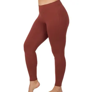 Full Length Cotton Leggings Dark Rust