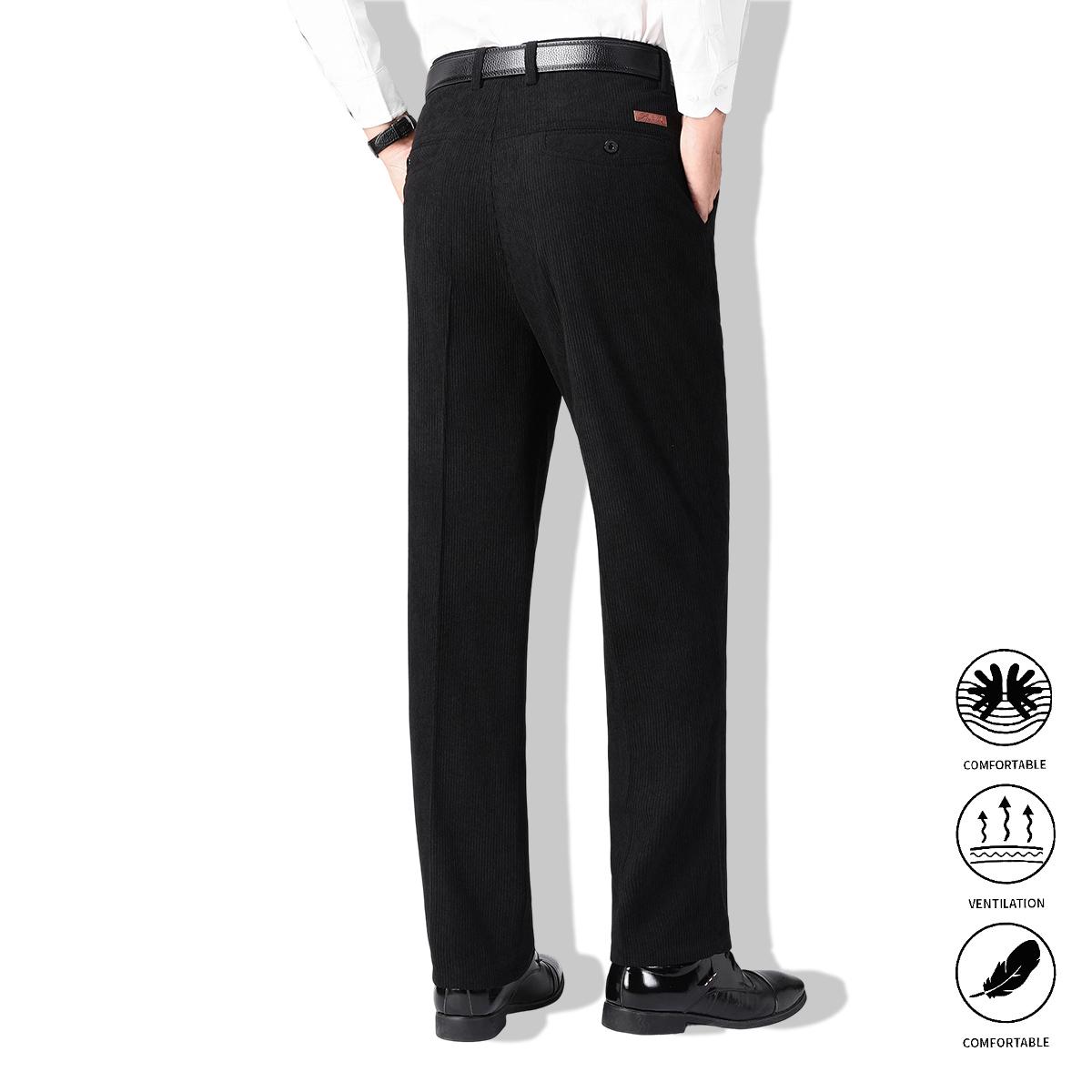 Men’s suit trousers in corduroy texture; business long pants; casual pants; formal dress pants—suitable for business and everyday wear.