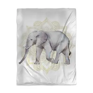 Begin Home Decor 3817-VWCT-AN390 Elephant on Mandalas Gray African Twin Size Duvet Cover - Home Decor