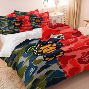2/3pcs Ape Head Print Duvet Cover Set, Streetwear Style Bedding Set, Skin-Friendly Breathable, All-Season Use, Bedroom Decoration For Streetwear Enthusiasts, Ideal Choice For Trendsetters