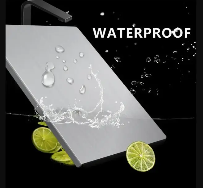 16 × 11 Inch Stainless Steel Cutting Board for Kitchen, Metal Cutting Board Lip Non-Slip Dishwasher Safe Double-Sided Use for Suitable for Meat, Fruits, Vegetables, Bread