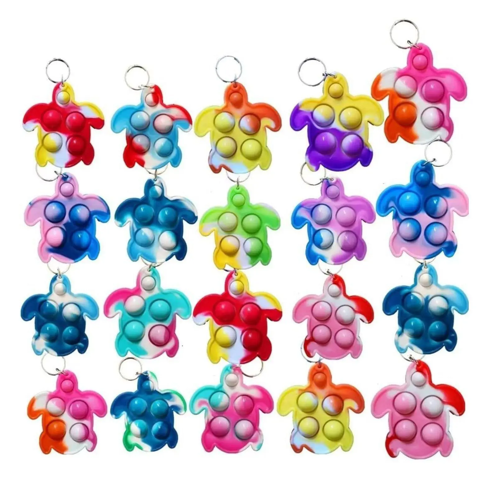 20 pcs Rainbow Turtle Fidget Toy, Party Fidgets Favors Toys Bubble Wrap Anxiety Stress Reliever Students Gift 20 packs turtle
