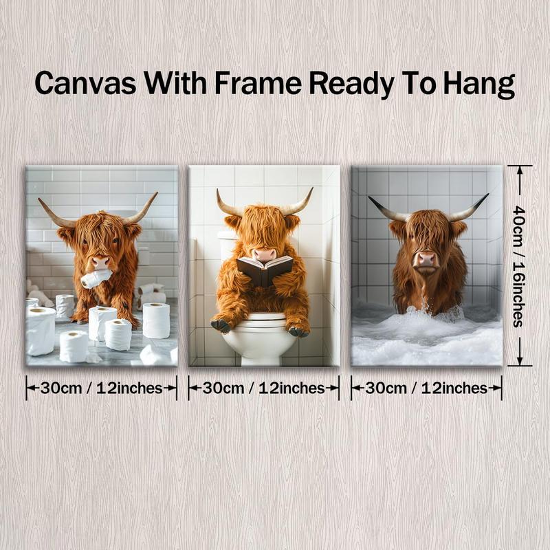 Highland Cow Pattern Canvas Framed Painting, 3 Counts Modern Wall Art Painting, Wall Art Decor for Home Interior Living Room Bedroom Office, Ornaments, Indoor Decoration #TOP PICKS Highland Cow Pattern Canvas Framed Painting, 3 Counts Modern Wall Art Painting, Wall Art Decor for Home Interior Living Room Bedroom Office, Ornaments, Indoor Decoration #TOP PICKS