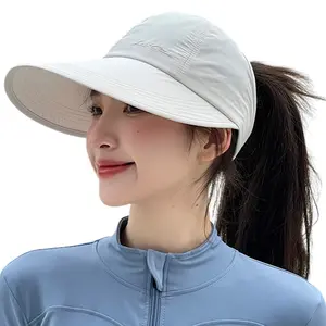 Women Visor Sun Hat Adjustable Foldable Wide Brim Sun Hats Summer UV Protection Visor Cap for Outdoor Beach