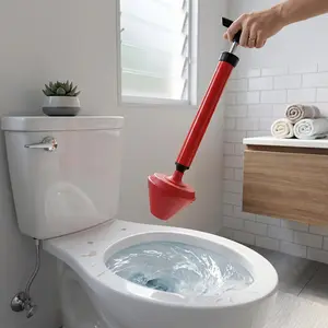 Metal High-Pressure Toilet Plunger Cleaner - Universal Air Pressure Drain Blaster Tool with Long Handle, Heavy-Duty Unclogger for Clogged Toilets, Bathroom Floor Drains