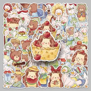 Cartoon Bear Pattern Sticker (50pcs/set), Cute Cartoon Bear Sticker, Waterproof Self Adhesive Decor Paper, Decor Sticker for Gift Greeting Card Water Bottle Laptop Phone, Cases