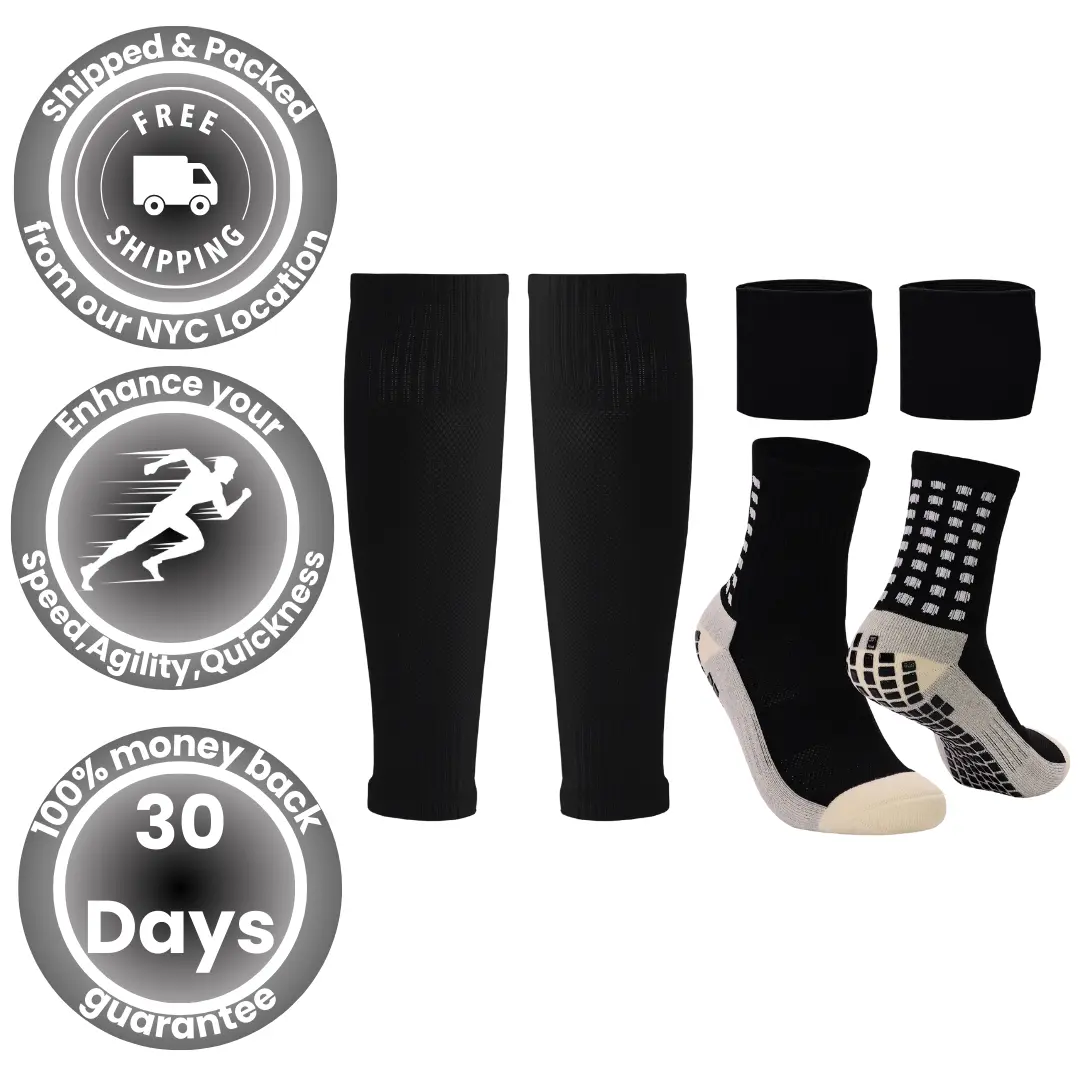 Grip Socks, Leg Sleeves & Shin Guard Straps (BLACK)