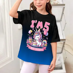 Girls Birthday Unicorn Five 5yr 5rd 5 Years Old T-Shirt
