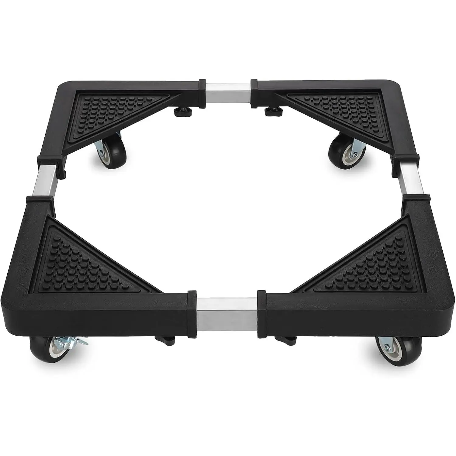 Mini Fridge Stand with 4 Locking Wheels 17.7"-25.6" Adjustable Dolly Washing Machine Stand Base，for Furniture Portable Refrigerator Dryer Stand（Black）