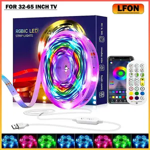 RGBIC Led Lights for TV Led Backlight,4m/13.12ft TV Led Light Strip for 32-65 inch tv lights That change with Music Backlights, RGBIC Led TV Light with Remote, Music Sync  APP Control USB Powered
