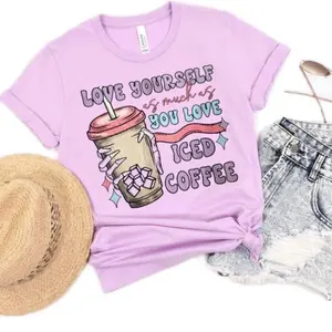 Bella+Canvas Jersey T-Shirt Love Yourself As Much As You Love Iced Coffee Design
