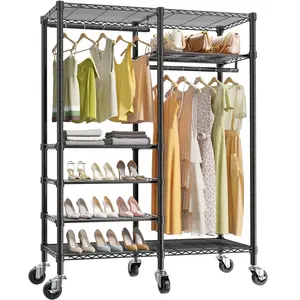 VIPEK R4 Rolling Closet Organizer with Double Rods & Wheels, Heavy Duty Clothes Rack 45"W x 78"H, for Small Spaces, Closet Makeover, Bedroom Storage