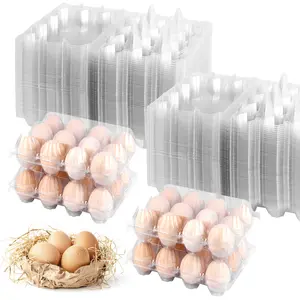 Egg Cartons – 12-Count Plastic Bulk Clear Reusable Egg Containers Holds Chicken Eggs | Egg Cartons Cheap Bulk, Eggs 12 Count,Suitable for farms, markets and families.
