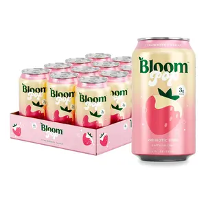 Bloom Pop Prebiotic Soda 12 Pack, Strawberry Cream Flavor 12oz Cans  Low Calorie Prebiotic Sparkling Drink, Caffeine Free Soda Alternative