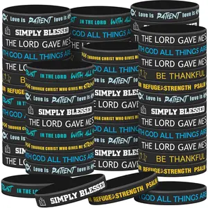 48 count  Verse Bracelets Bulk   Inspirational Faith Religious Bracelets Rubber Wristbands Christian Gifts for Teens and Adults