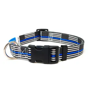 Dog Collar with Thin Blue Line USA Flag