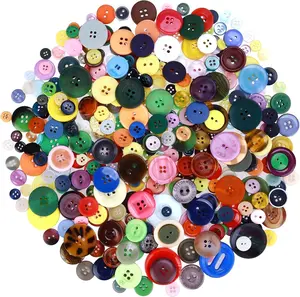 370-400 PCS Mixed Color Buttons Assorted Sizes Round  for Crafts Sewing Scrapbooks DIY Manual Button Painting DIY  Ornament Buttons (Mix Color)