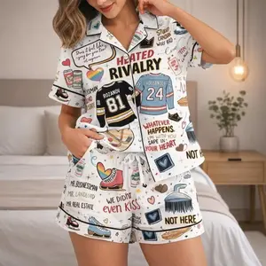 Heated Rivalry Romance Satin Pajama Set Couple Book Inspired Sleepwear Soft Luxury Nightwear for Men and Women Hollanov Romance Theme Pajamas