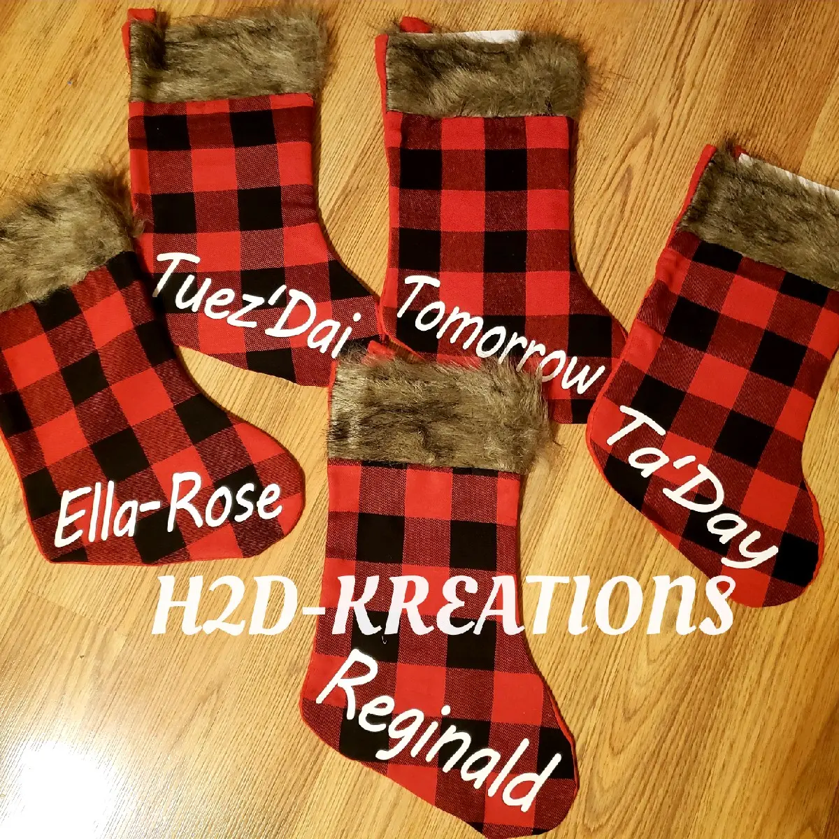 Personalized Plaid Christmas Stocking with Your Name - Decoration, Ornaments