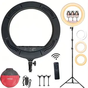 18 inch LED Ring Light Touch Screen with Tripod Stand Dimmable Makeup Selfie Ring Light for Studio Portrait YouTube Vlog Video Shooting with Carrying Bag and Remote Controller, CRI>90#Easter Day