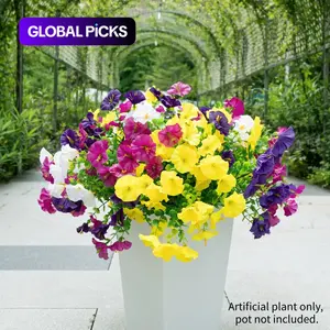 Artificial Flower, 12pcs/set Plastic Faux Flowers Simulated 7-head Eucalyptus Morning Glory Fake Flower, Decorative Flowers for Home Garden Outdoor Decoration