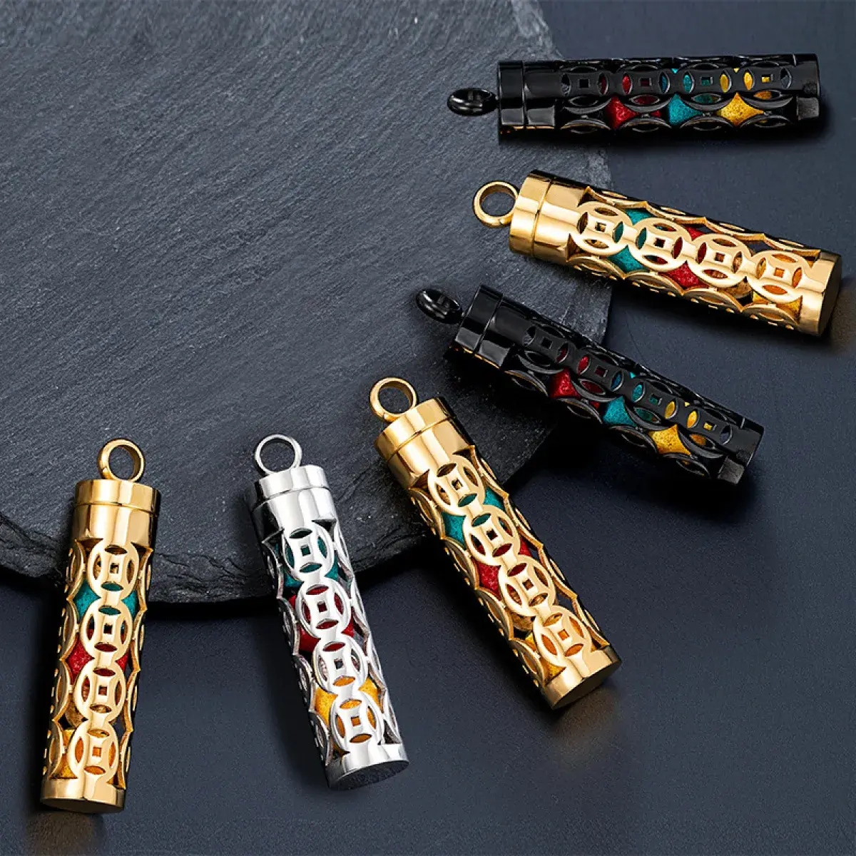 Titanium Steel Aromatherapy Necklace | Hollow Perfume Diffuser Pendant