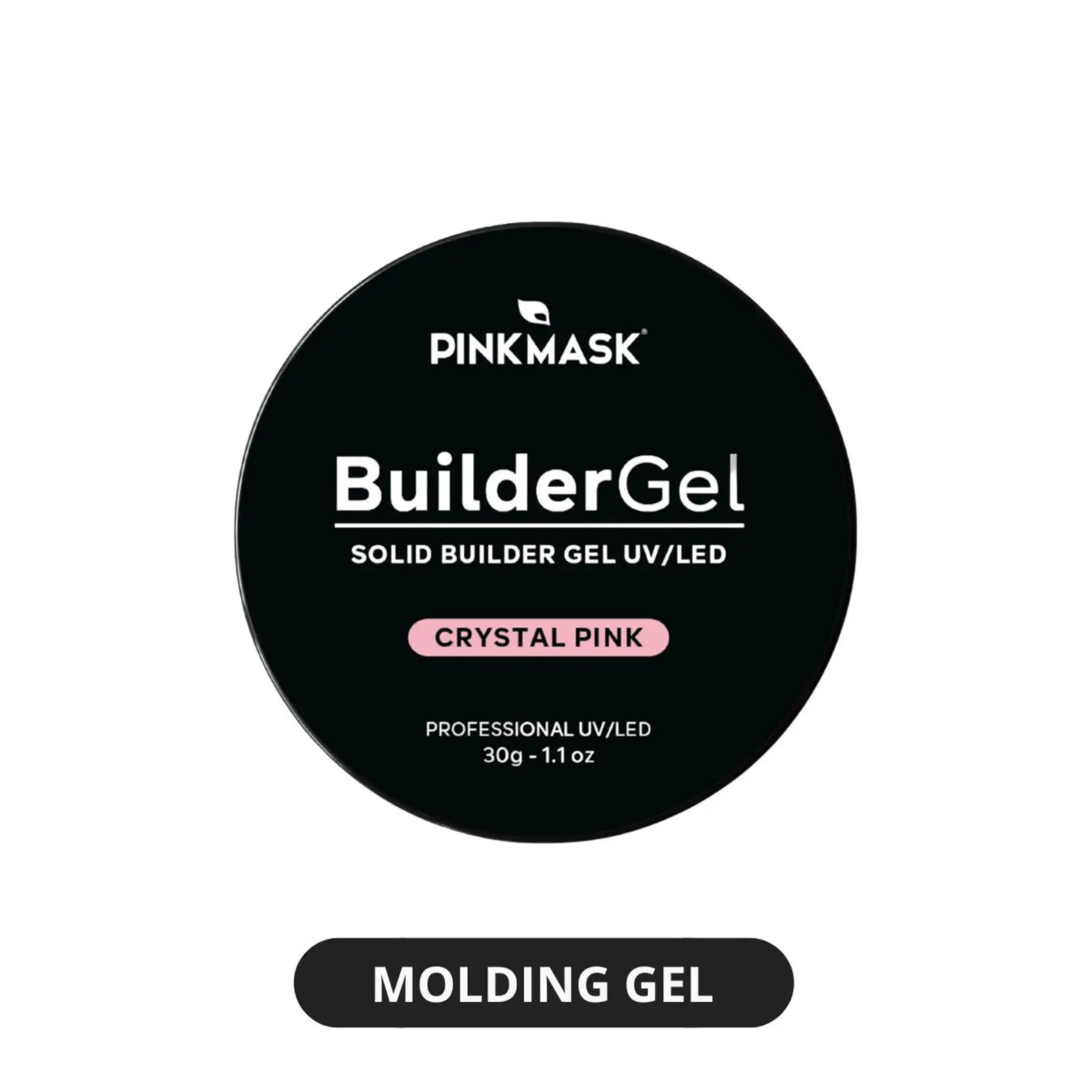 Solid Molding Gel in Crystal Pink, UV/LED Curable for 3D Nail Art & Extensions - Medium Drying & Long Lasting Professional Cosmetic, 30g