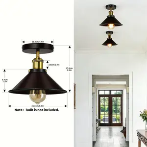 2pc Retro Gold Ceiling Lights, Modern Industrial Style, Switch Control, Semi-Embedded Installation, Living Room Bedroom Kitchen Decor