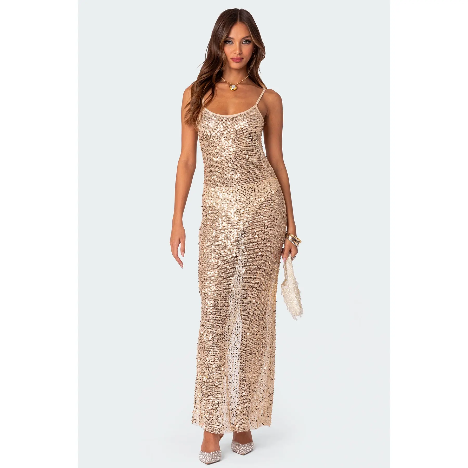 satin evening dress Stretch Satin Long Dress With Wrap-Over Slit And Lace-Up Back