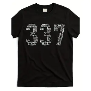 Men's & Women's Lafayette Lake Charles Louisiana Acadiana Area Code 337 T-Shirt - Retro Cajun Culture Design, Short-Sleeve Pure Cotton Tee with Phone Code Map for Casual Wear & Souvenirs 220G commuter youth