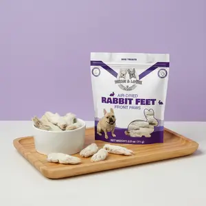 Benji & Louie Air Dried Rabbit Feet Front Paws - 2.5 oz (71 gram), Single Ingredient Treat for Dogs