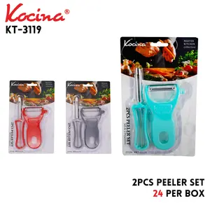 Affordable 2-Piece Peeler Set | Blue Red Gray Kitchen Gadget for Fruit Veggie Prep