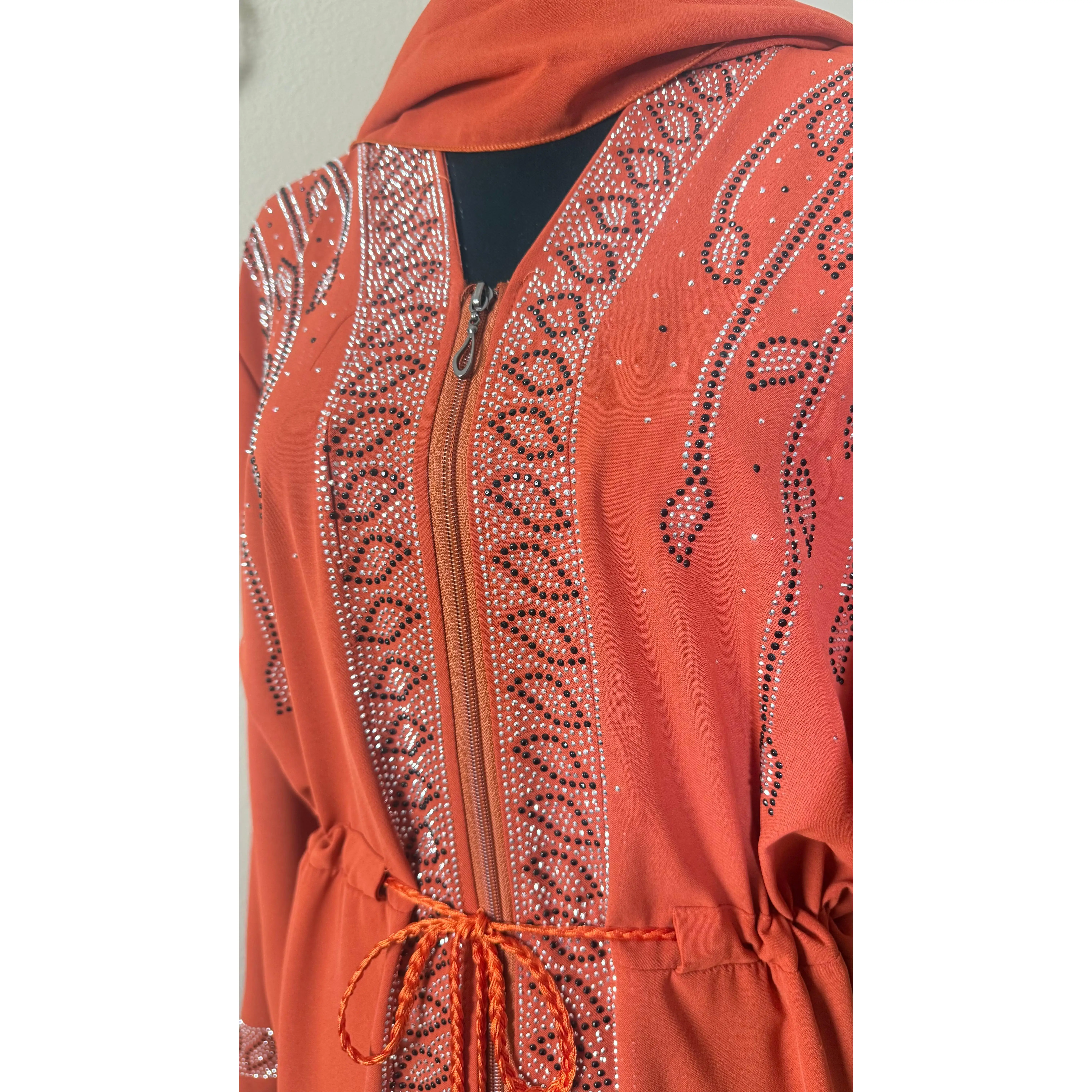 Diamond Serenity Zipper Leaves - Eid & Ramadan Modest Long Dress (SPK01)