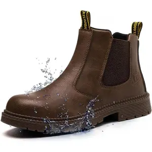 WKK Waterproof Steel Toe Boots For Men-6 Inch Leather Slip On Safety Work Boots Mens Steel Toe Shoes Indestructible Non Slip Resistant Ankle Industrial Construction Boot waterproof shoe anti-slip durable outdooreGift