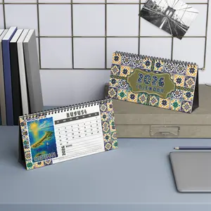 2026 Desk Calendar - Mexican Art Travel Calendar - Colorful Tile Border, Spiral Bound, Small Table Planner
