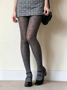 Heart Pattern Pantyhose, Casual, Matte Finish, Essential for Parties and Events, Perfect for Bold Looks, Ideal for All Occasions, Women