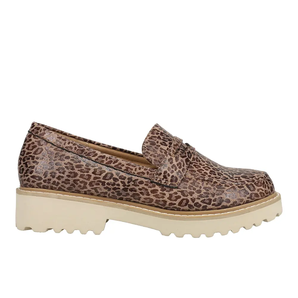 Corkys Womens Boost Leopard Lug Sole Loafers Casual - Brown