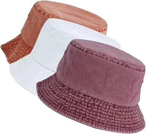 3PCS Bucket Hats Packable Summer Outdoor Cap Travel Beach Sun Hat Plain Colors for Men Women
