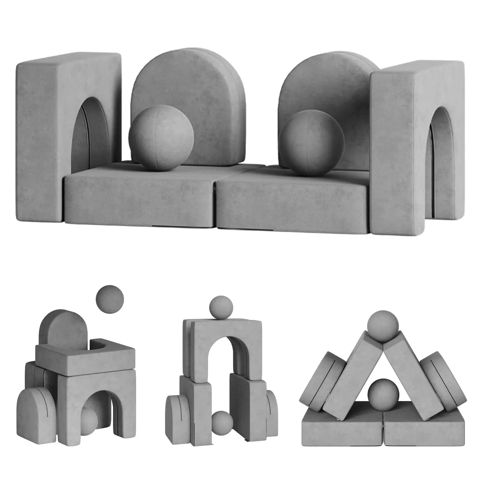 wanan 8PCS Kids Sofa, Kids Modular Couch Toddler with 2 Balls, Kids Couch Play Set 8 in 1 Baby Foam Sofa Kids Couch