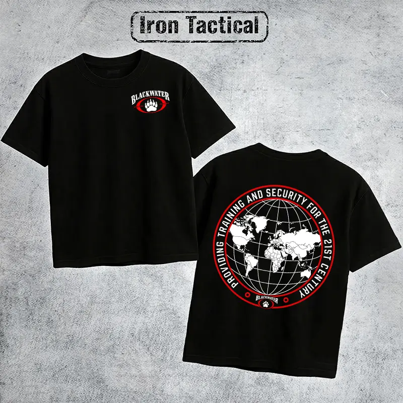 Iron Tactical Blackwater Global Security T Shirt Men's Retro Tactical Logo Graphic Tee Outdoor Sports Apparel Gift Men