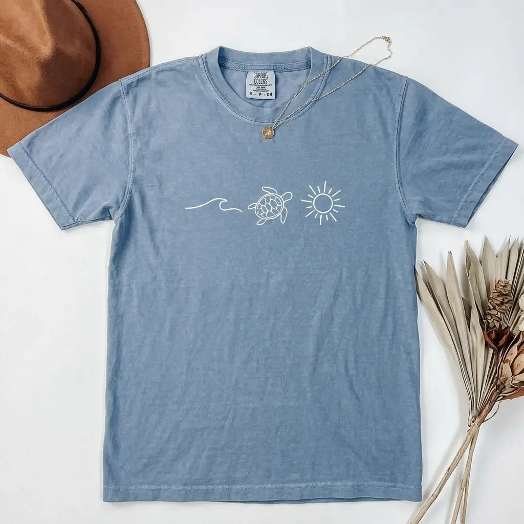 Comfort Colors Ocean Turtle Sun T-Shirt, Summer Shirt, Gift For Women, Beach Shirt, Summer Women Shirt