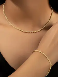 Women's Stainless Steel Chain Necklace Set, Waterproof Jewelry Sets Beach Vacation Style Layered Jewelry, Daily Wear Accessories Gift (no Box)