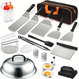 Ultimate BBQ Accessories Kit - 127-Piece Set with Magnifying Spatula Baking Lid Scraper & Large Shovel for Blackstone & Camping Chef's Flat Top Barbecue Oil Portable Utensils，Stainless Steel Grilling Utensil Set