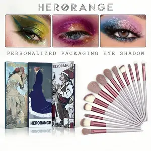 3 Piece Set 8-Color Chameleon Eyeshadow Palette & 13-Piece Brush Set: Pigmented Matte & Glitter All-in-One for Blush, Highlighter, Contour | Long-Lasting Smokey Eye Makeup with Bright Liner Effect - Winter Glam Gift Set for Women ！