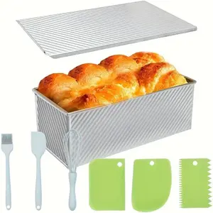 Large Loaf Pan with Lid, 2.2 LB Dough Capacity Loaf Pan, 13 x 5 Inch Baking Mold Non-Stick Bakeware Carbon Steel Bread Toast Mold with Cover for Baking Bread