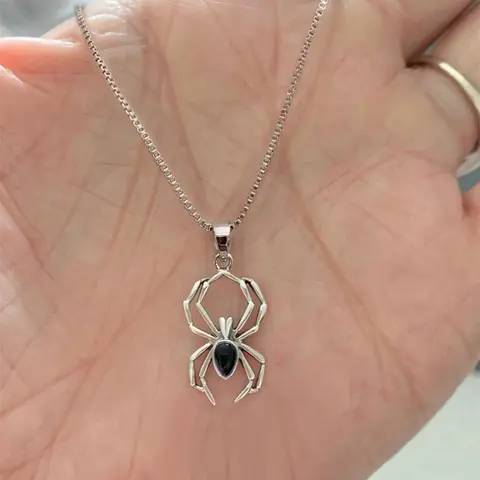 Spider Design Pendant Necklace for Women, Dainty Necklace, Clavicular Necklace, Clavicle Chain Necklace, Gothic Stainless Steel, for Party, Daily Decor, Exquisite Jewelry As Birthday Gift without Box, Gothic Witch Jewelry, Gothic Mystery Jewelry