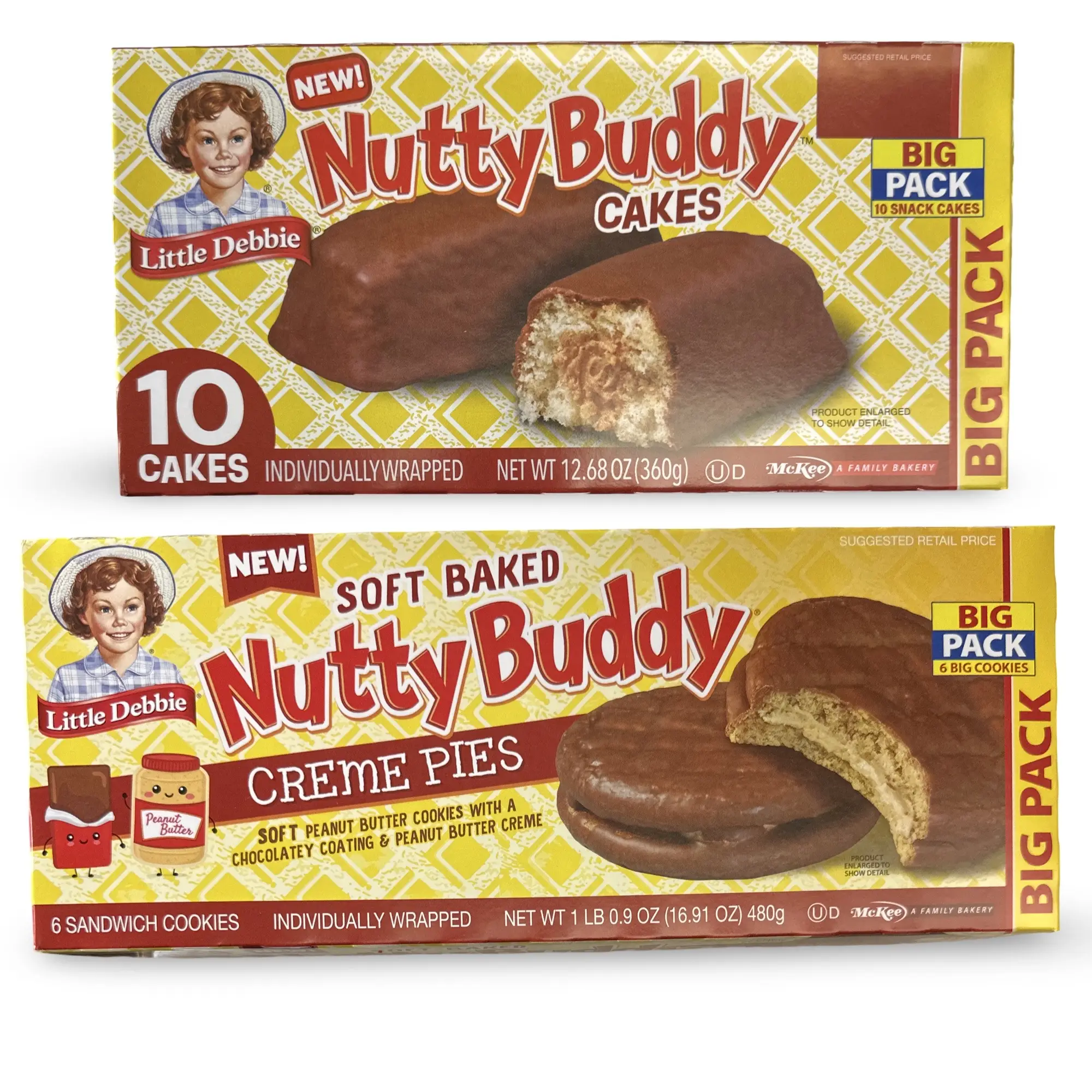 Little Debbie Nutty Buddy Cakes and Peanut Butter Cream Pies Combo Pack, 2 Boxes