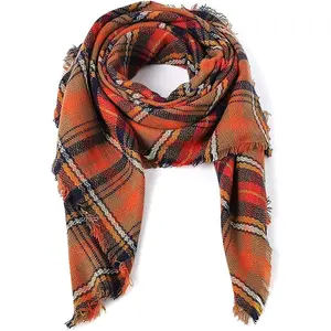 American Trends Women'S Cozy Warm Winter Fall Blanket Scarf Stylish Soft Chunky Checked Giant Scarves Shawls